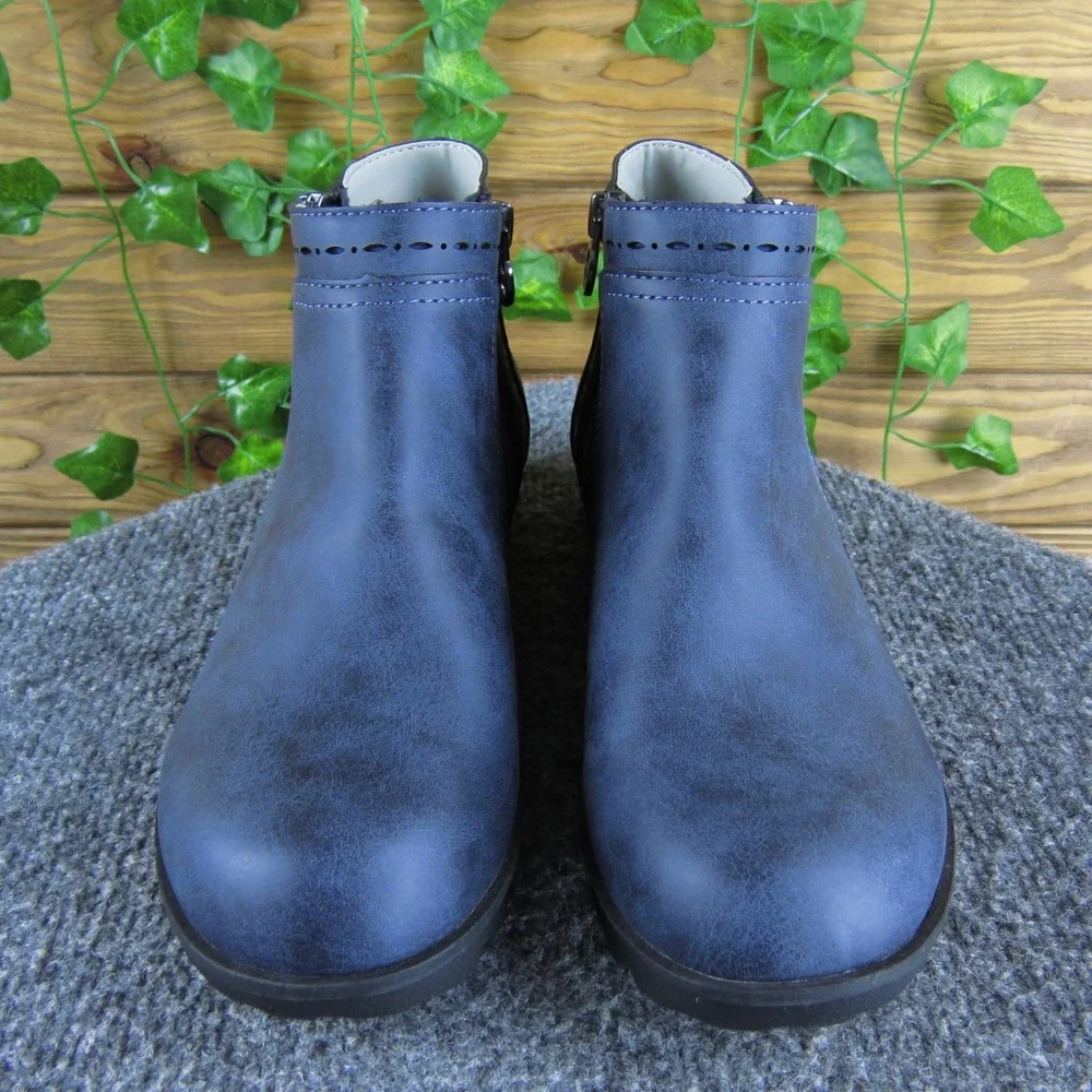 J Sport Women's Blue Ankle Boots Side Zip Comfort Memory Foam Size‎ 5M
